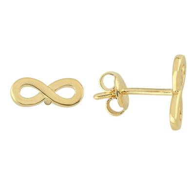 Sonsuzluk Figürlü Altın Minimal Küpe - 1