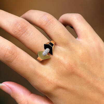 Taş Detaylı Kalp Modelli Yüzük - 2