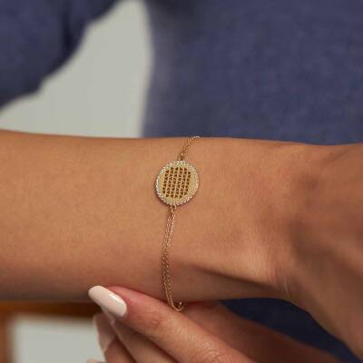 Taş Detaylı Yaşam Çiçeği Altın Bileklik - 1