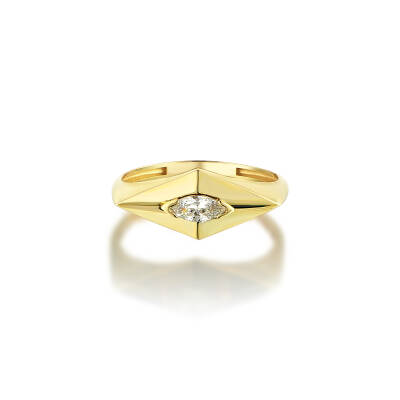 Taşlı Altın Çizgi Yüzük 