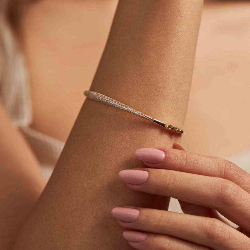 Taşlı Altın Kelepçe Bilezik - Semih Haşhaş Kuyumculuk