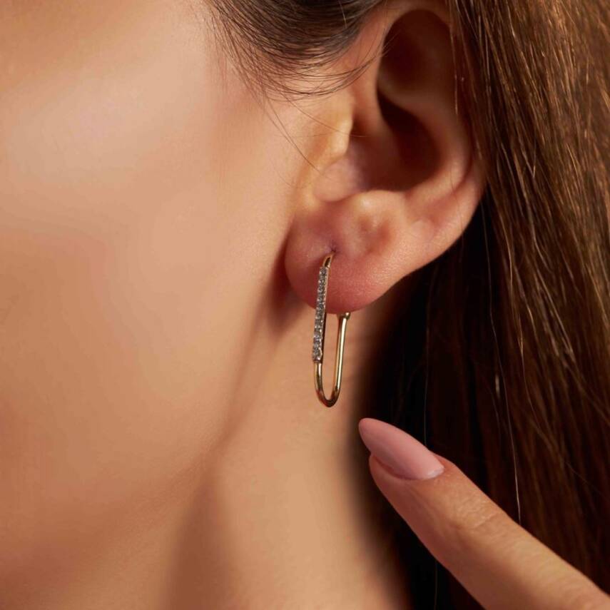 Taşlı Ataş Altın Küpe - Semih Haşhaş Kuyumculuk