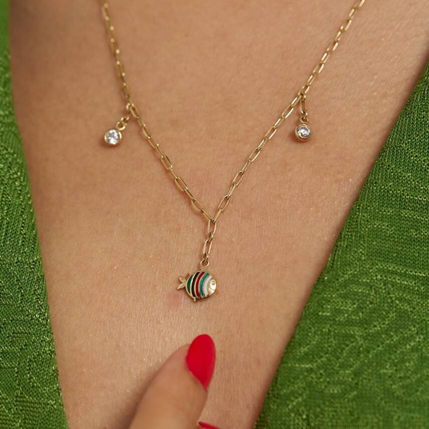 Taşlı Balık Altın Kolye - Semih Haşhaş Kuyumculuk