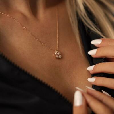 Taşlı Baykuş Altın Kolye - 1