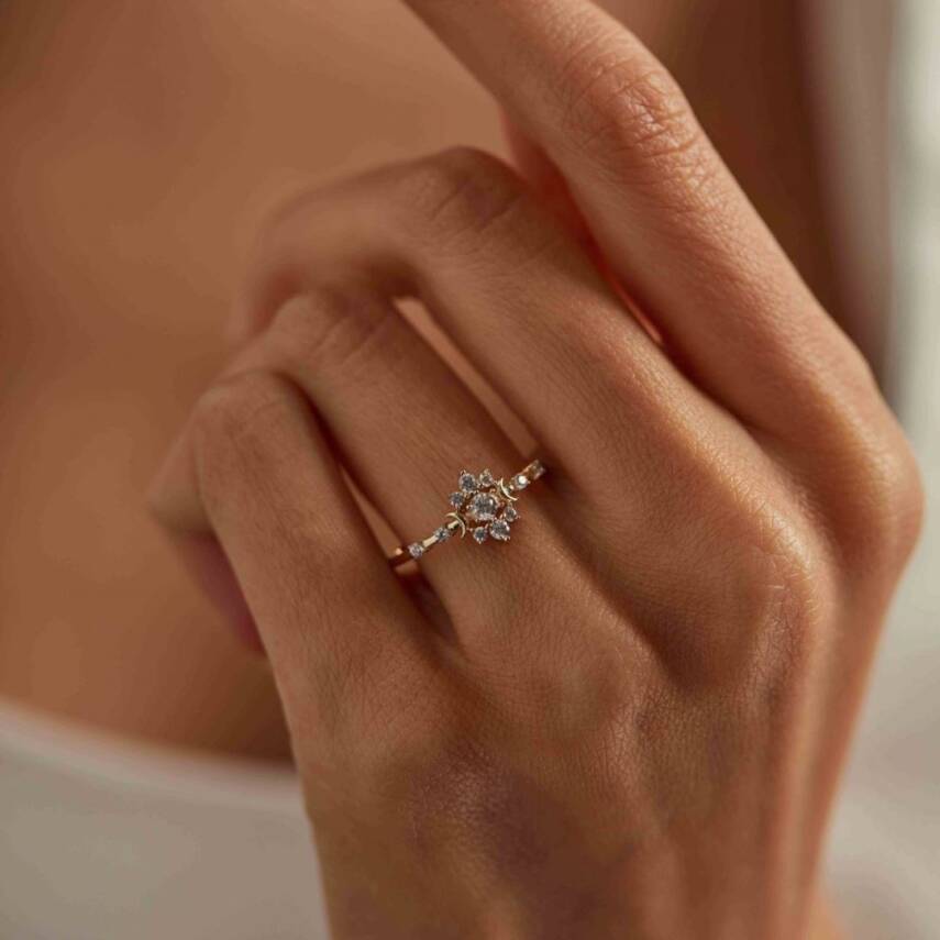 Taşlı Çiçek Altın Yüzük - Semih Haşhaş Kuyumculuk