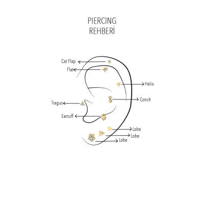 Taşlı Çiçek Sallantılı Altın Tragus Piercing - 2
