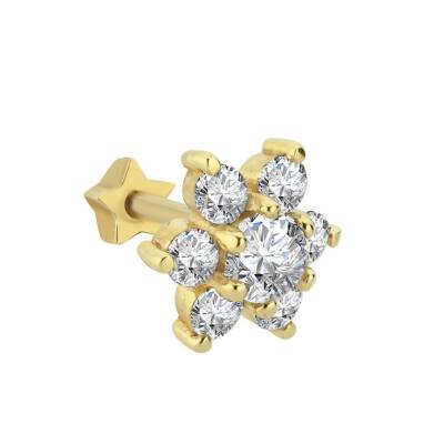 Taşlı Çiçekli Altın Tragus - 1