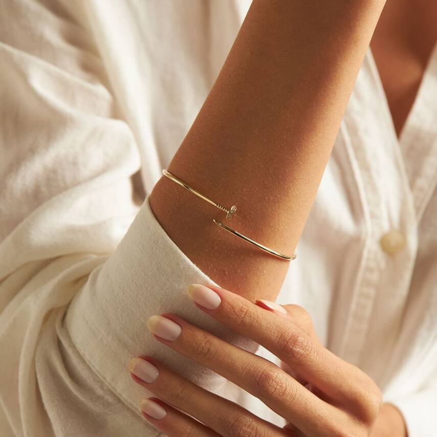 Taşlı Çivi Altın Kelepçe Bilezik - Semih Haşhaş Kuyumculuk