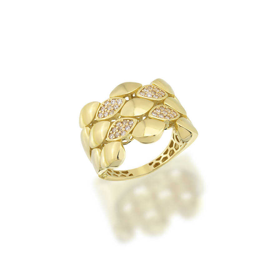 Taşlı Geometrik Altın Yüzük - Semih Haşhaş Kuyumculuk