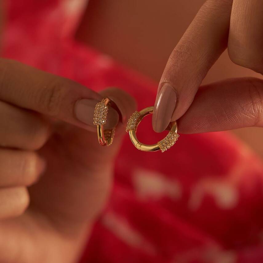 Taşlı Halka Altın Küpe - Semih Haşhaş Kuyumculuk (1)