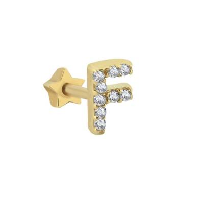 Taşlı Harf Altın Tragus Piercing - 1