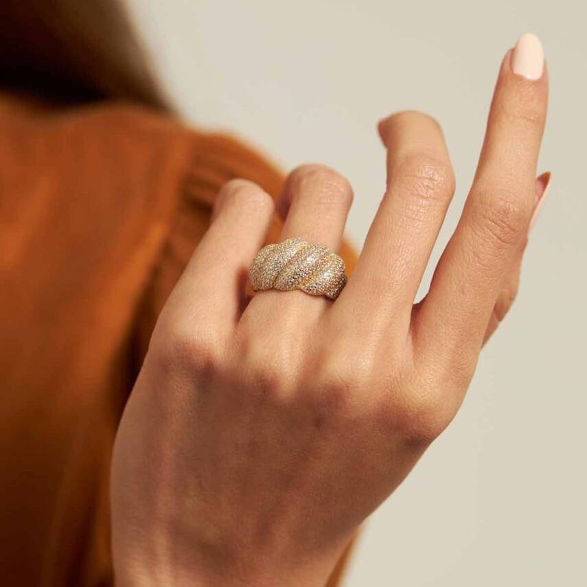 Taşlı İstiridye Altın Yüzük - Semih Haşhaş Kuyumculuk