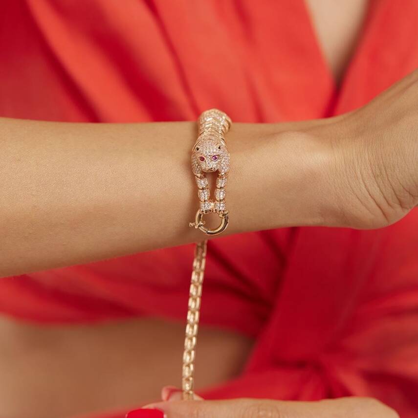 Taşlı Kaplan Altın Bileklik - Semih Haşhaş Kuyumculuk
