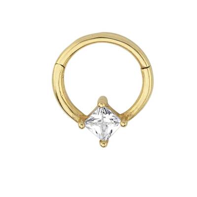 Taşlı Kare Altın Helix Piercing - 1