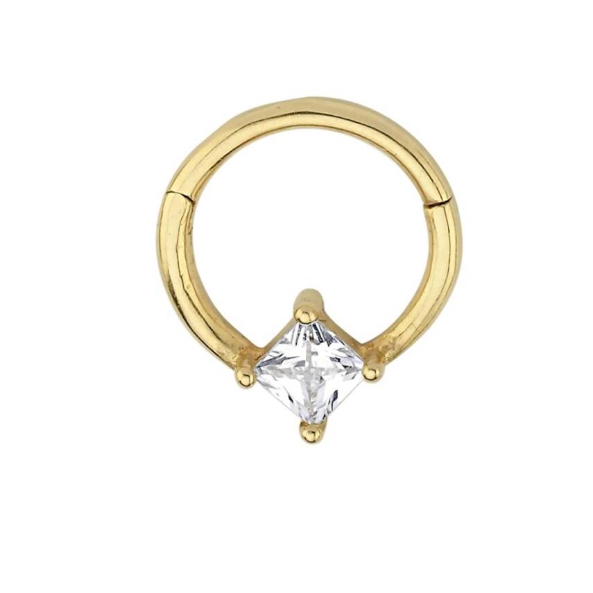 Taşlı Kare Altın Helix Piercing - Semih Haşhaş Kuyumculuk