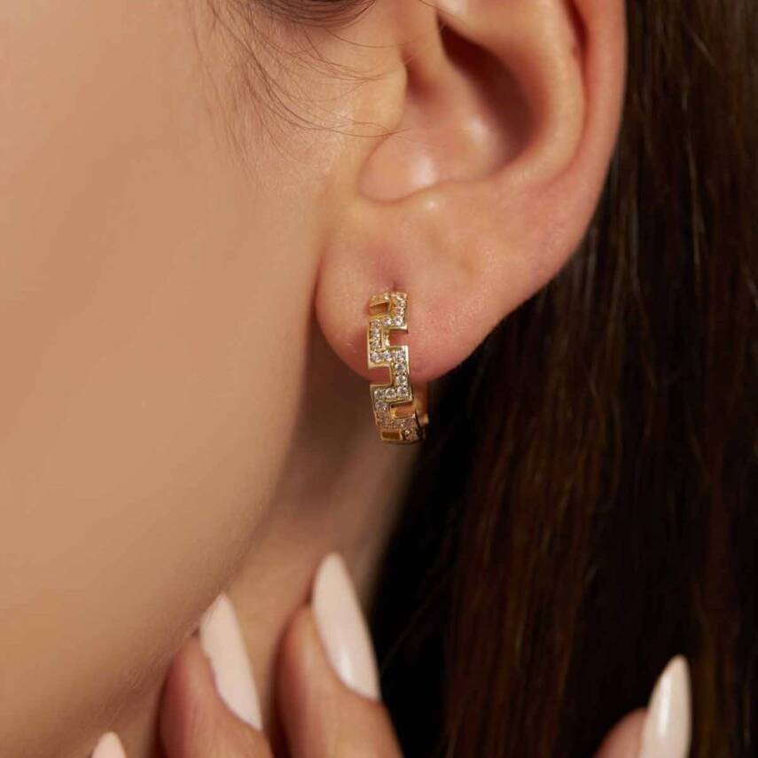 Taşlı Labirent Zarif Küpe - Semih Haşhaş Kuyumculuk