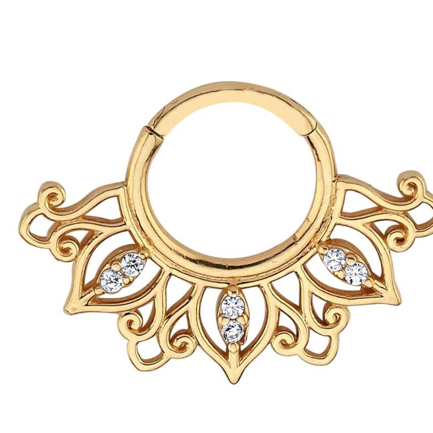 Taşlı Mandala Altın Helix Piercing - Semih Haşhaş Kuyumculuk