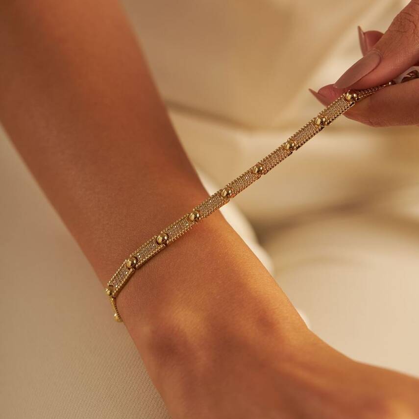 Taşlı Plaka Tasarım Altın Bileklik - Semih Haşhaş Kuyumculuk (1)