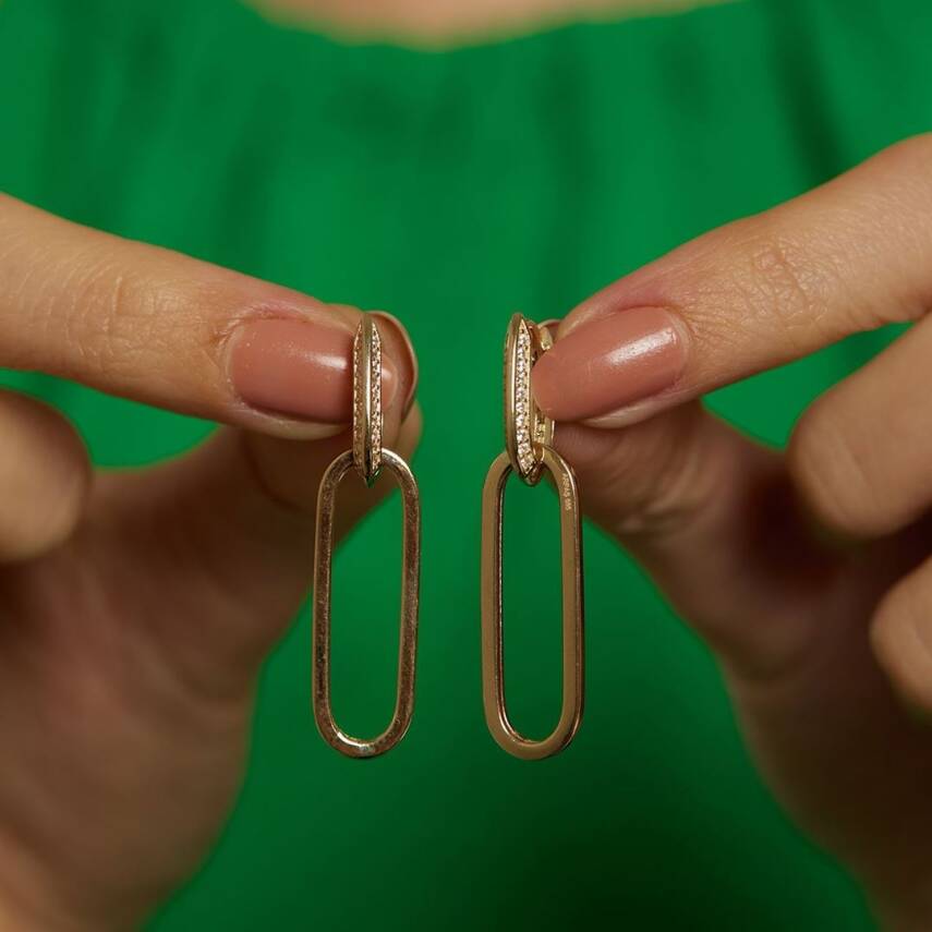 Taşlı Sallantılı Ataş Altın Küpe - Semih Haşhaş Kuyumculuk (1)