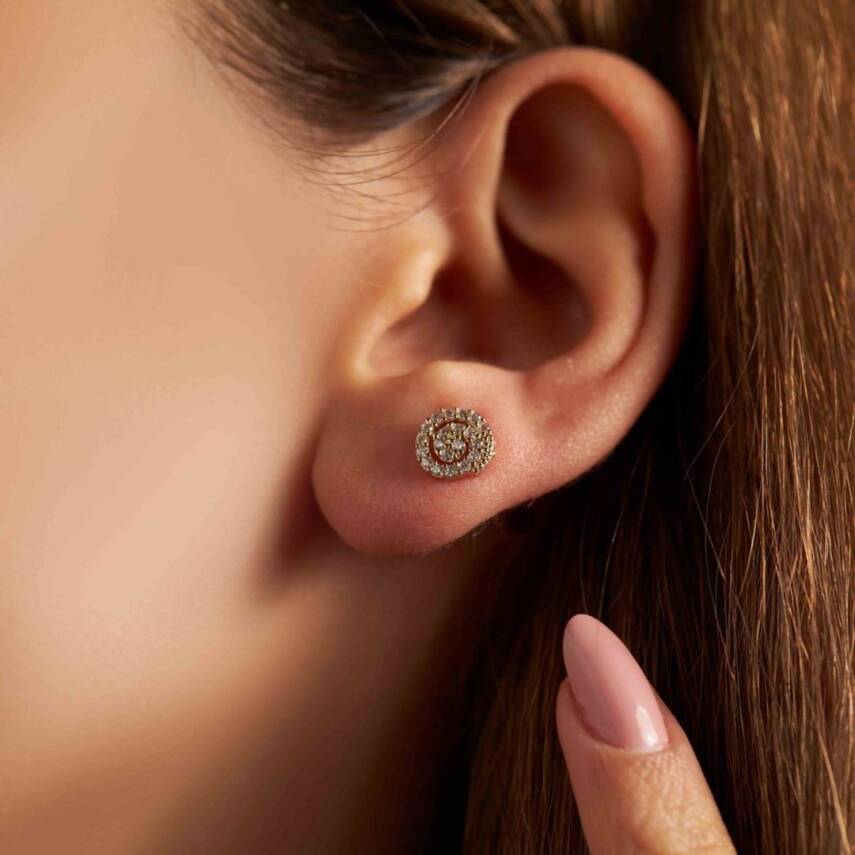 Taşlı Sarmal Altın Küpe - Semih Haşhaş Kuyumculuk