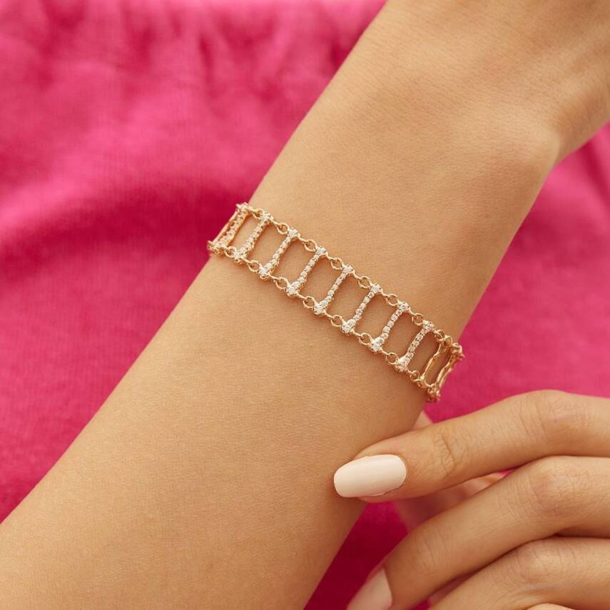 Taşlı Şeritli Altın Taşlı Bileklik - Semih Haşhaş Kuyumculuk (1)