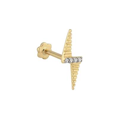 Taşlı Şimşek Altın Tragus Piercing - 2