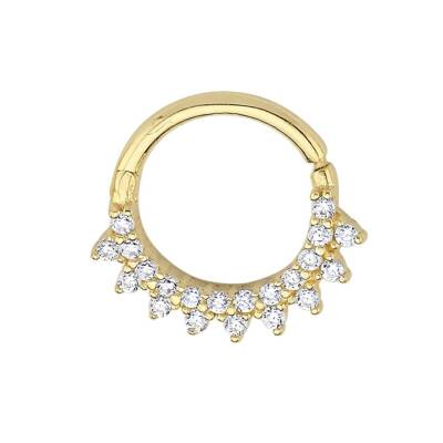 Taşlı Taç Altın Helix Piercing - 1