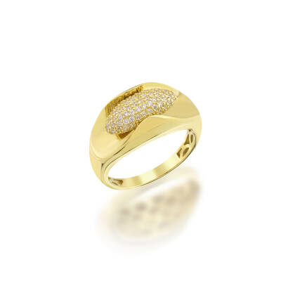 Taşlı Tasarım Altın Yüzük - 1