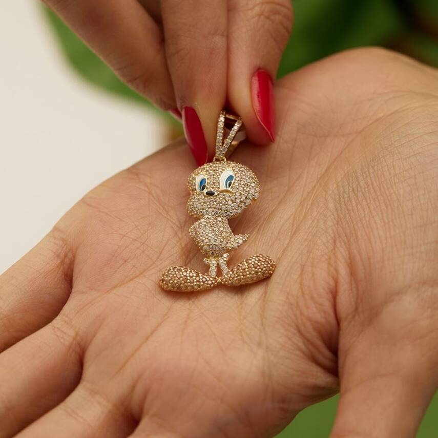 Taşlı Tweety Altın Kolye Ucu - Semih Haşhaş Kuyumculuk (1)