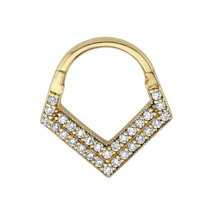 Taşlı Üçgen Altın Helix Piercing - 1