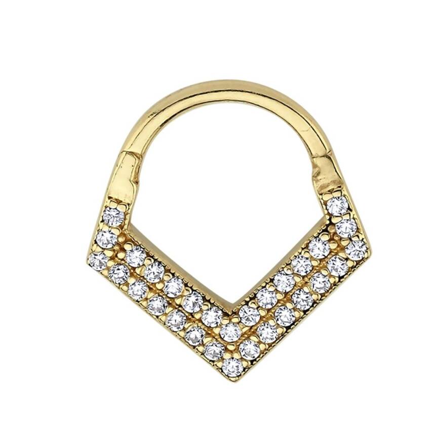 Taşlı Üçgen Altın Helix Piercing - Semih Haşhaş Kuyumculuk