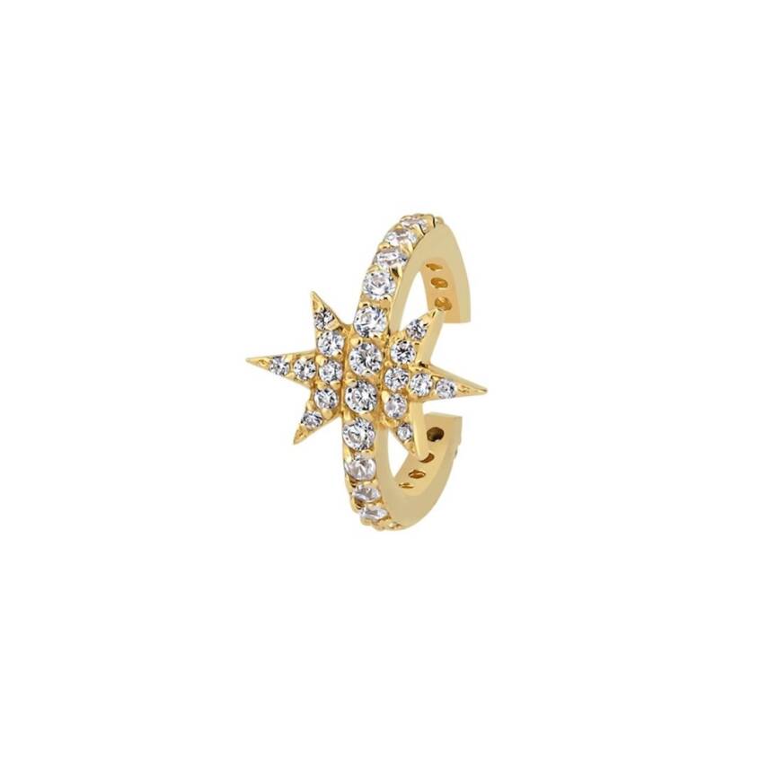 Taşlı Yıldız Altın Earcuff Piercing - Semih Haşhaş Kuyumculuk