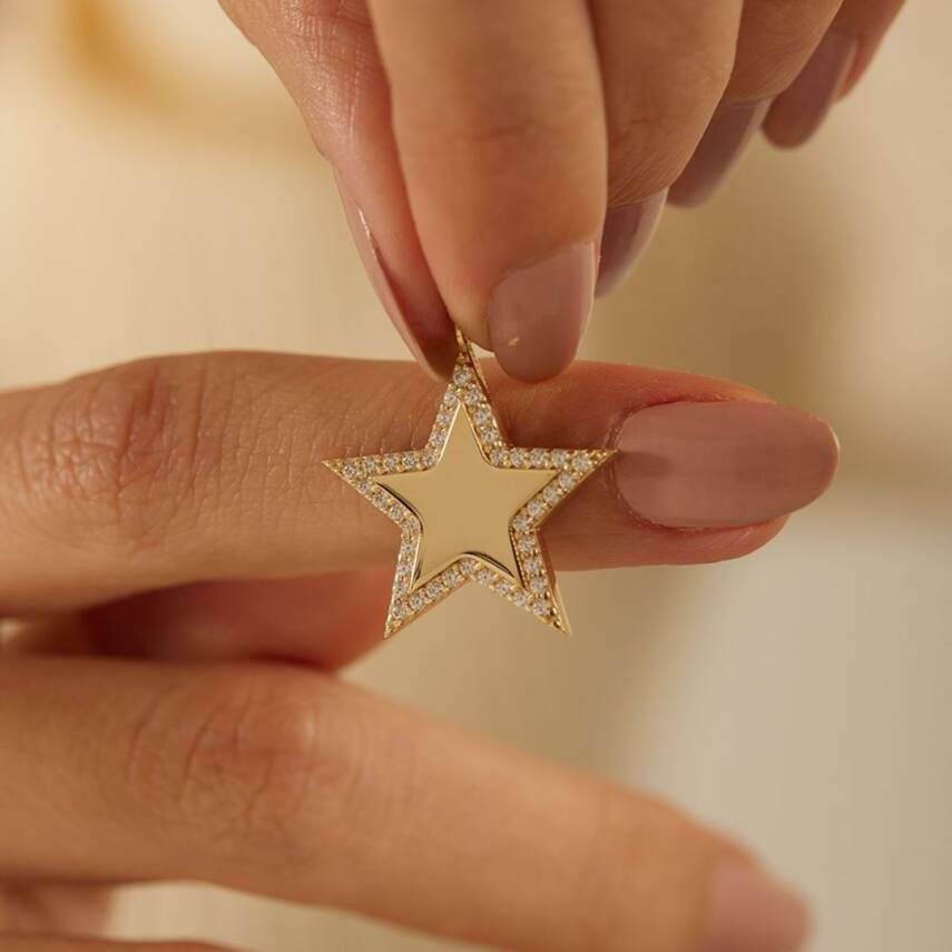 Taşlı Yıldız Altın Kolye Ucu - Semih Haşhaş Kuyumculuk