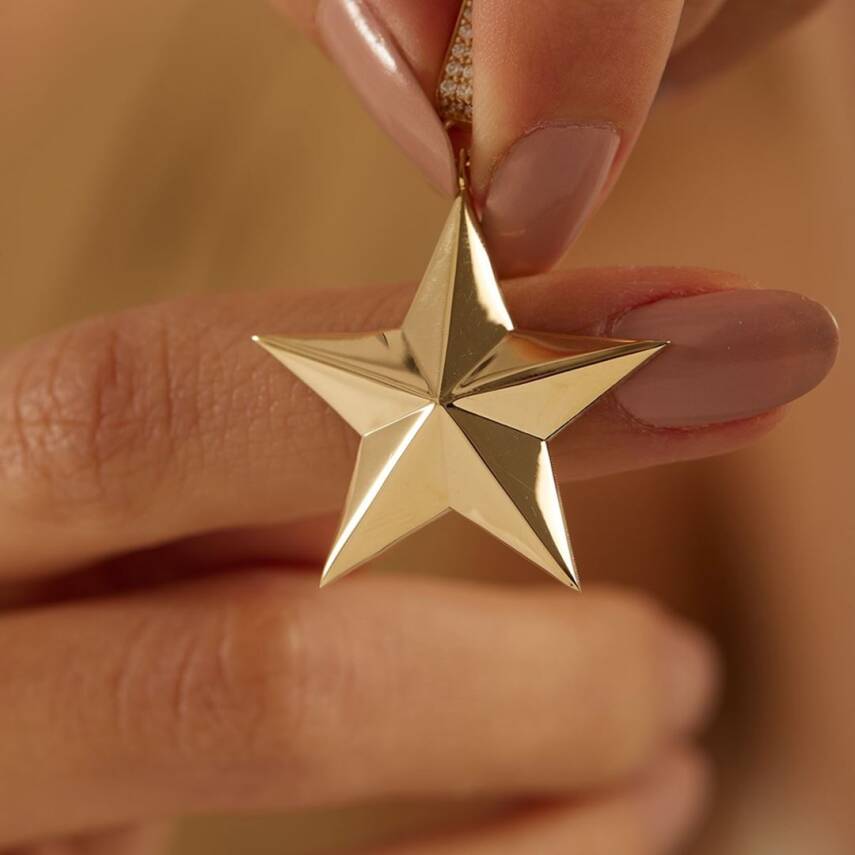 Taşlı Yıldız Altın Kolye Ucu - Semih Haşhaş Kuyumculuk