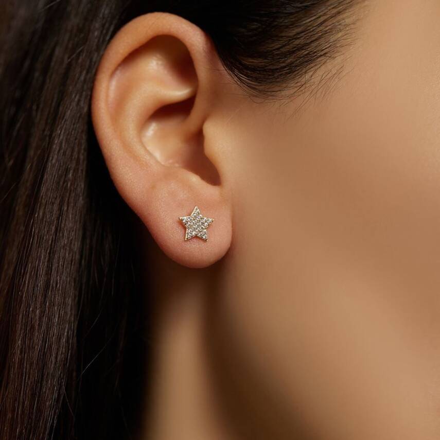 Taşlı Yıldız Altın Küpe - Semih Haşhaş Kuyumculuk