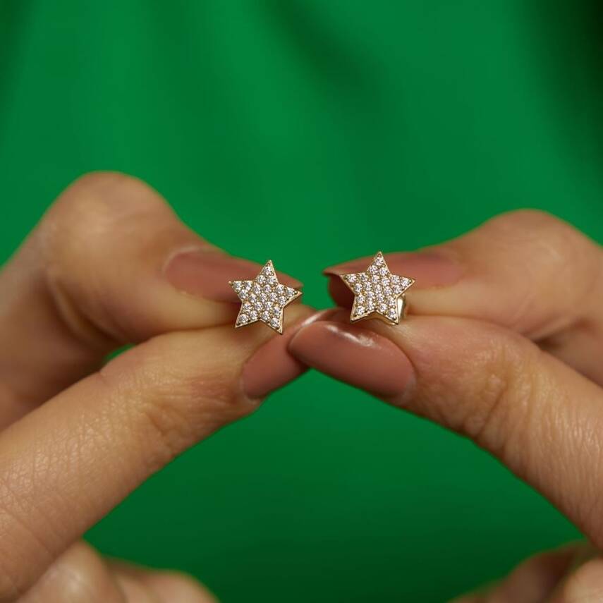 Taşlı Yıldız Altın Küpe - Semih Haşhaş Kuyumculuk (1)