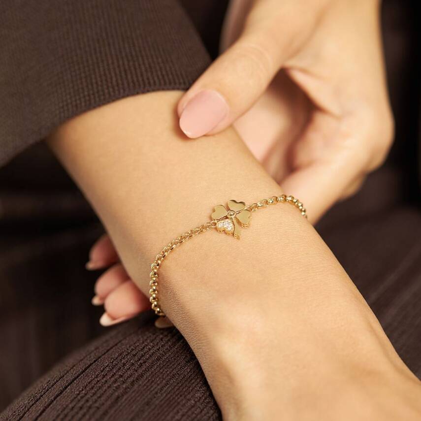 Taşlı Yonca Altın Bileklik - Semih Haşhaş Kuyumculuk