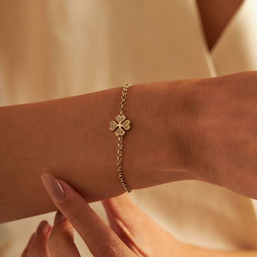 Taşlı Yonca Altın Bileklik - Semih Haşhaş Kuyumculuk