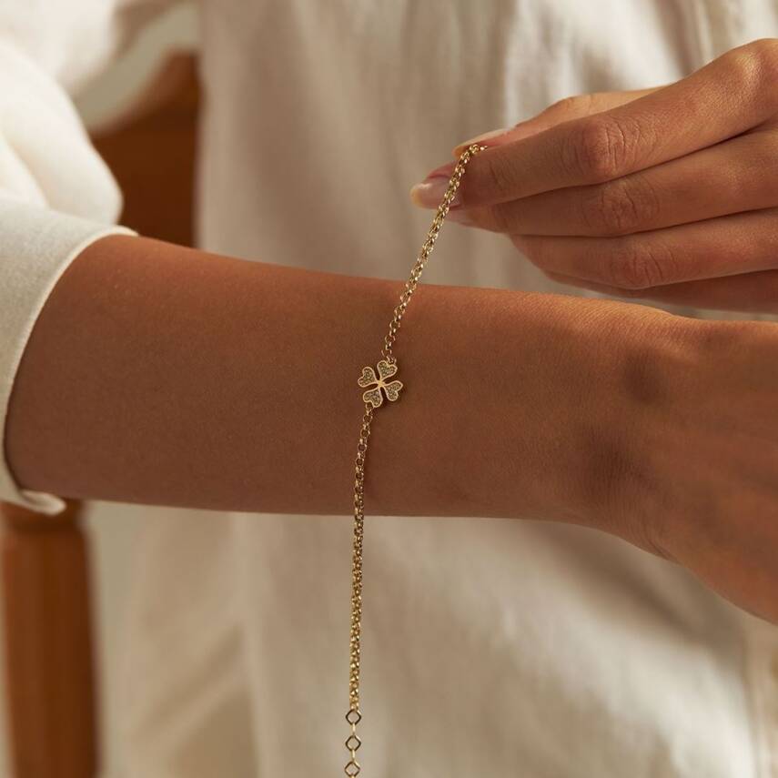 Taşlı Yonca Altın Bileklik - Semih Haşhaş Kuyumculuk (1)