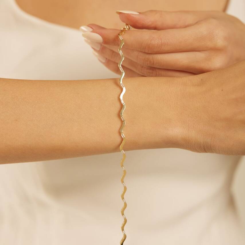 Taşlı Zikzak Tasarım Altın Bileklik - Semih Haşhaş Kuyumculuk (1)