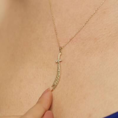 Taşlı Zülfikar Altın Kolye - 2