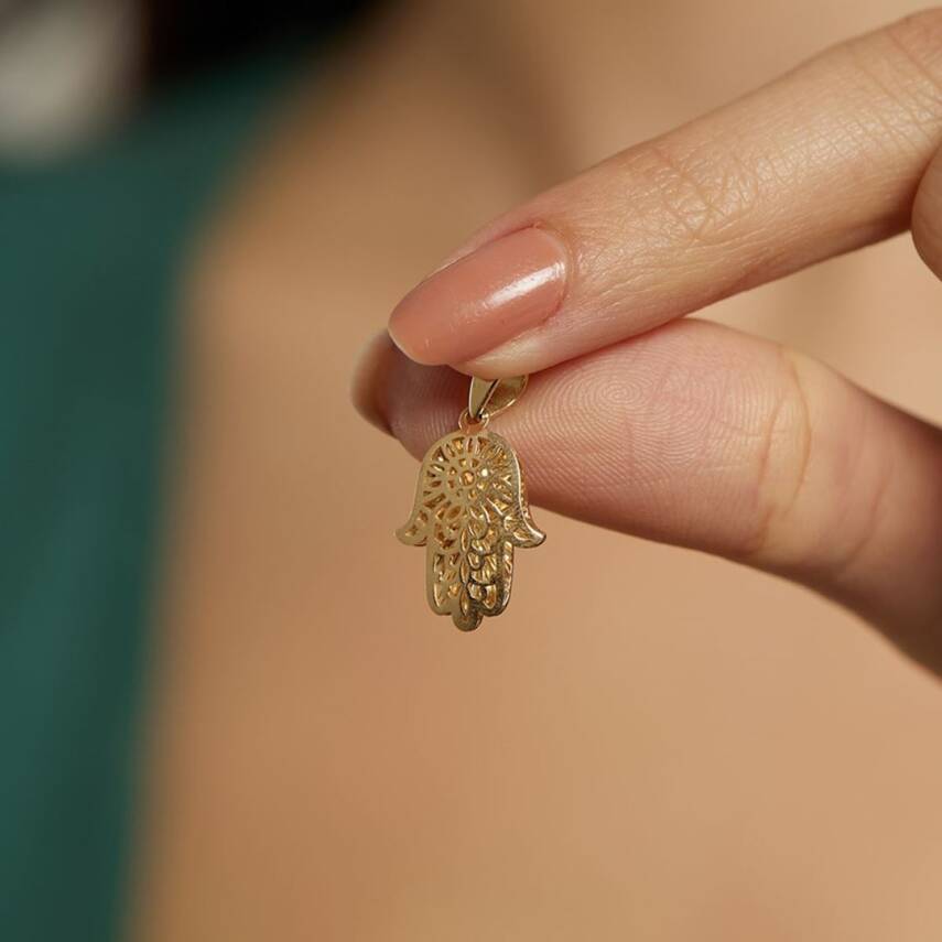 Taşsız Fatma Ana Eli Altın Kolye Ucu - Semih Haşhaş Kuyumculuk