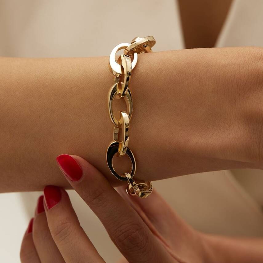 Taşsız İri Halka Altın Bileklik - 1