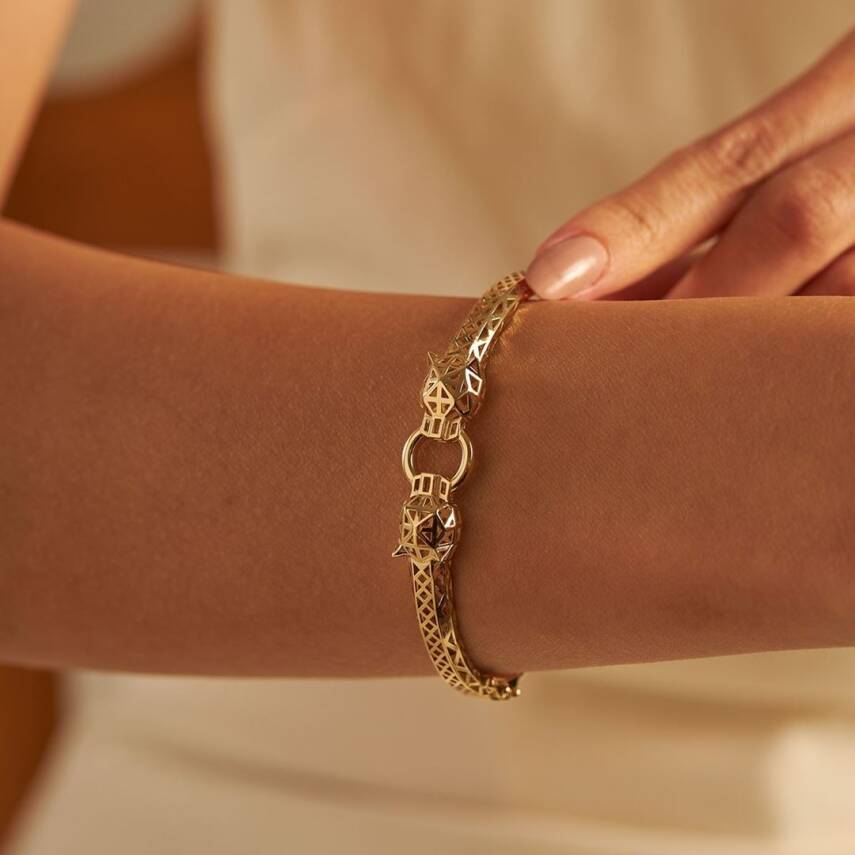 Taşsız Kaplan Altın Kelepçe Bilezik - Semih Haşhaş Kuyumculuk