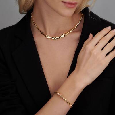 Taşsız Kemik Altın Kolye - 1