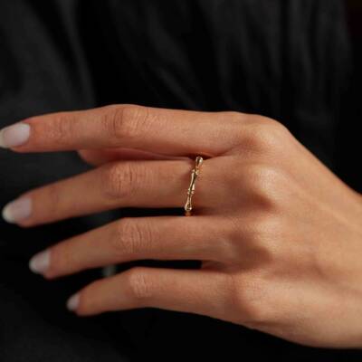 Taşsız Kemik Altın Yüzük - 1