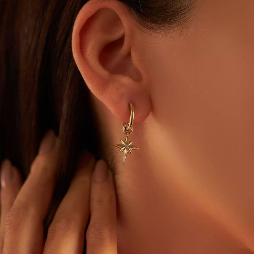 Taşsız Kutup Yıldızı Altın Küpe - Semih Haşhaş Kuyumculuk