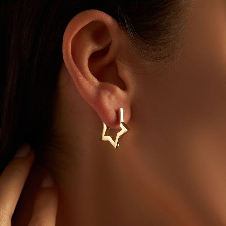 Taşsız Yıldız Altın Küpe - Semih Haşhaş Kuyumculuk