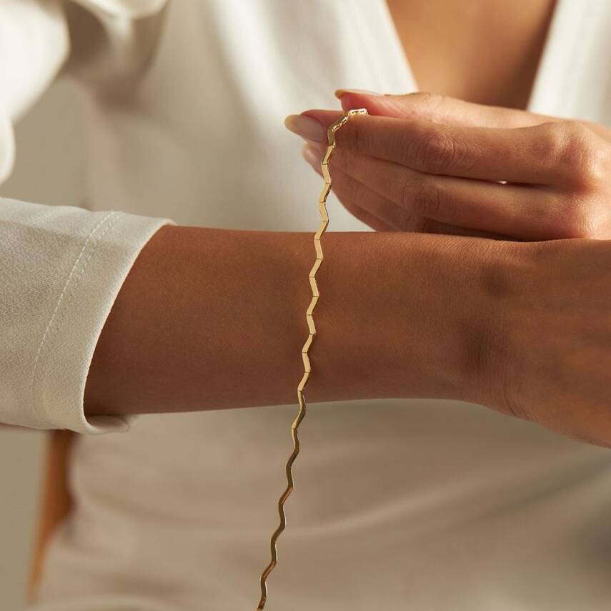 Taşsız Zikzak Tasarım Altın Bileklik - Semih Haşhaş Kuyumculuk