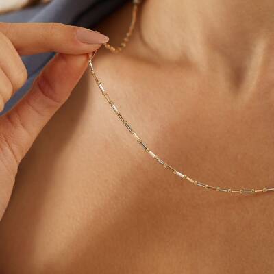 Top Dizili Altın Zincir Kolye - 3